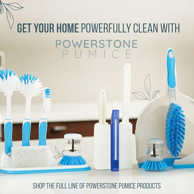 Powerstone Pumice Stone Toilet Bowl Cleaner with Handle (4-pack) - A Solution for Hard Water Stains on Toilets, Grills, Tiles, Grout & Pools