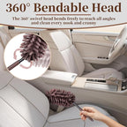 2 PCS Car Interior Duster with Extension Pole, Microfiber Car Dusters with Bendable Head, Cars Duster Exterior&Interior Scratch Free, for Cleaning of Vehicle Details, Offices, Window, Furniture(Brown)