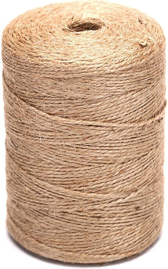1100 Ft Natural Jute Twine String 2mm 3ply Thin Ribbon Hemp Twine for Craft Plant Gift Wrapping Christmas Handmade Arts Decoration Packing String Bulk (1100 Ft (330M))