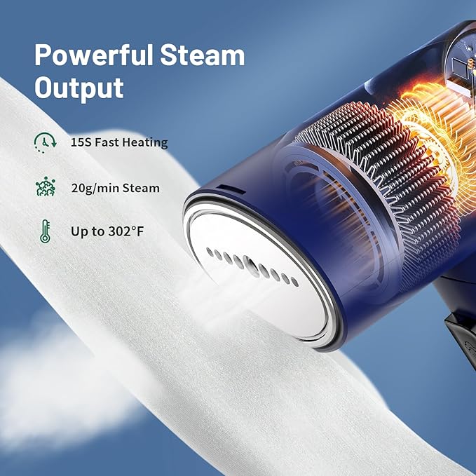 Steamer for Clothes, Handheld Clothes Steamer and Garment Wrinkle Remover, 15s Fast Heat-Up, Foldable, 120V/220V Dual Voltage for Worldwide Travel