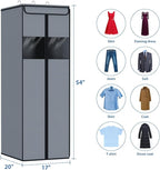 Zilink Garment Bags for Hanging Clothes 54" Hanging Garment Bags for Closet Storage with Clear Window Space Saving Hanging Storage Bags for Suits, Coats, Dresses, Grey, 2-Pack