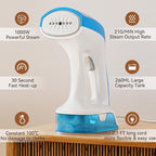 Portable Handheld Garment and Fabric Steamer 1000 Watts, PortableSteamer for Clothes,Quick Heat Aluminum alloy plate Steam Nozzle, 30s Fast Heat-up, 260ml Big Water Tank