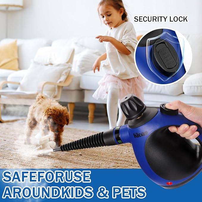 Klona Steam Cleaner, Multi-Purpose Handheld with 10 Accessories for Removing Steam Cleaner for All Dirt, Upholstery Furniture, Sofa, Tiles, Floor, Window, Car, Upholstery, Bathroom