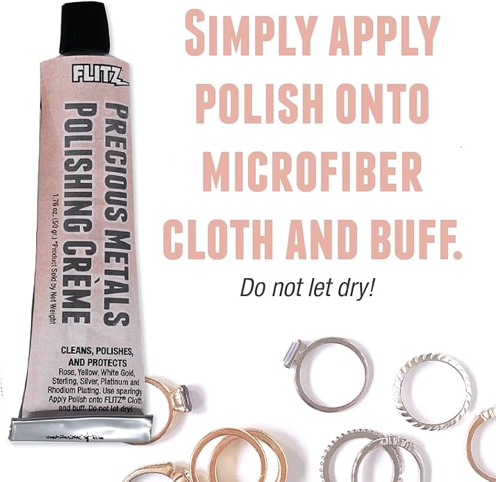 Flitz Precious Metals Polishing Creme - 1.76oz Tube of USA-Made Gold and Sterling Silver Jewelry Cleaner and Polish - Diamond Ring Cleaner to Remove and Protect Against Tarnish