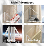 Dr.DJ Clothes Drying Rack with Rod, Wall-Mounted Retractable & Foldable Clothes Hanger for Laundry Room Organization and Storage, Metal Clothes Hanger Rack for Dorm, Closet, Balcony 2Rack,1Rod White