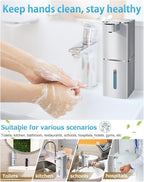 Automatic Foaming Soap Dispenser Touchless 380ml/12.8oz Rechargeable Hand Soap Dispenser Wall Mounted 4 Levels Adjustable Foam Soap Pump for Bathroom Kitchen Dish Soap