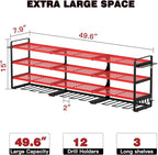 48" Large Power Tools Organizer Wall Mount,12 Drill Holder for Garage, Workshop Heavy Duty Storage Rack (Red)