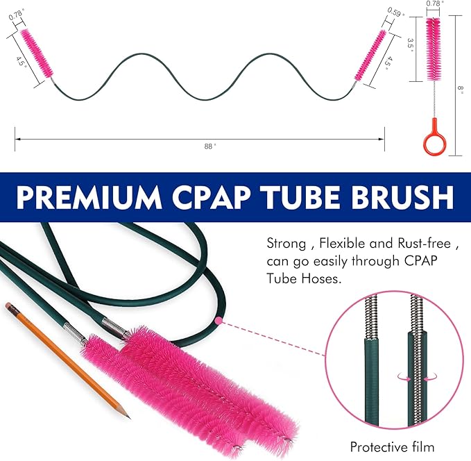 Cpap Mask Brush, Flexible Long Brushes for Cleaning Tubes,Dual Flex End CPAP Cleaner Brush -Stronger Stainless Tube Brush,Cpap Cleaning Supplies Cleaner Brush Kit