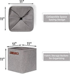 HNZIGE Collapsible Storage Basket,(4Pack) Cube Storage Baskets for Organizing Shelves,Fabric Baskets for Storage,11x11 Storage Basket for Dog Toys,Closet,Book,Clothes Storage with Handles(Grey)