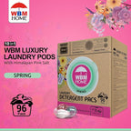 WBM Home Laundry Detergent Pods, Spring Fragrance Scent, 96 Count - HE Concentrated Laundry Pods With 10x Ultrapower Cleaning and 4D Laundry Stain Remover