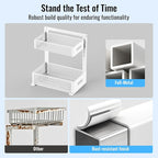 Full Metal Under Sink Organizer 2-Tier, Pull Out Cabinet Organizers and Storage, Silk-Smooth Sliding Drawer for Kitchen, Bathroom, Pantry, Cabinet, Closet (White, 2 Pack)