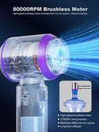 Vacuum/Air Duster 80,000RPM Super Power Mini Car Vacuum Cleaner 4-in-1 air Blower Gun Air Duster & Air Blower & Pump Hand Electric air Duster Handheld dust Blower Blower Cordless (Purple)