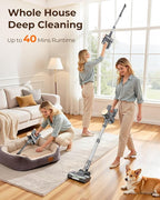 N8 Cordless Vacuum Cleaner,Lightweight Stick Vacuum with Powerful Suction,2200mAh Battery, 40 Mins Runtime,Self-Standing,Rechargeable Vacuum Cleaners for Home Hardwood Floor Carpet Pet Hair (Honey)