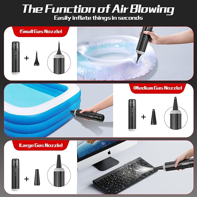 Chuboor 13000PA Powerful Car Vacuum Cleaner High Power Cordless Rechargeable, Handheld Vacuum, Portable Mini Vacuum with LED SOS Light, Small Hand Held Vacuuming Cordless(P16-Black)