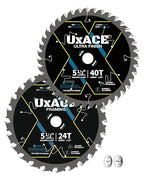 5-1/2-Inch 24&40-Tooth Circular Saw Blade with 5/8-Inch Arbor, Framing & Ultra Finish Wood Cutting, Carbide Tip, Thin Kerf, for Plywood, MDF, OSB, Laminated, 2 Pack