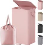 Lifewit Single Laundry Hamper with Lid and Removable Laundry Bags, Large Collapsible 1 Dividers Dirty Clothes Basket with Handles for Bedroom Laundry Room Closet Bathroom College, 100L Pink
