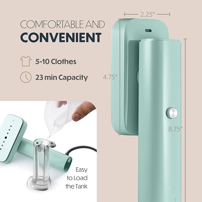 Portable Steamer for Clothes, Travel Garment Steamer for Fabric Wrinkles Remover with Heat-Resistant Glove, 18s Fast Heat-up, 90ml Water Tank, 1200W | Hand Steamer for Home, Office and Travel