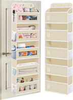 Over The Door Organizer, 5 Shelves Closet Door Hanging Organizer with 10 Mesh Pockets, Nursery Closet Organizer, Baby Essentials, Dorm Room Essentials for Girls