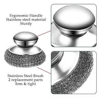 2Pcs Stainless Steel Wool Scrubber Set with Handle，2 Replacement Steel Scrubber Wool Pads, and Scrubbing Brushes Cleaning Supplies for Pots, Pans, Grills, Sink
