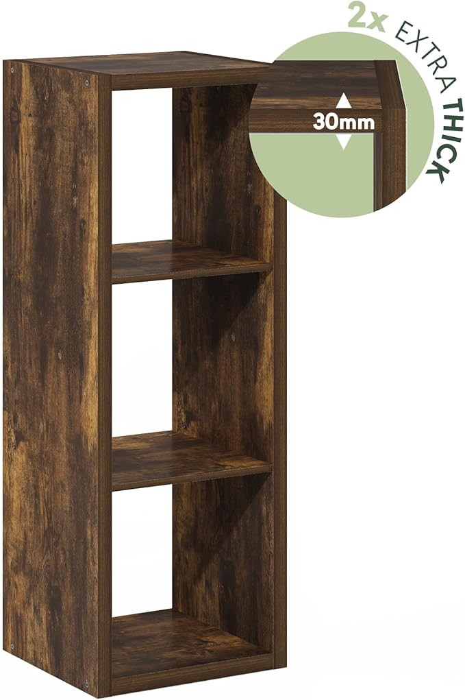 Furinno Cubicle Open Back Decorative Cube Storage Organizer, 3-Cube, Amber Pine