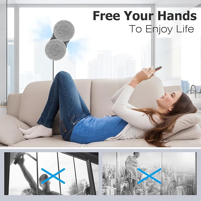 S1 Window Cleaner Robot with Dual Water Spray 3500Pa Houshold Window Cleaning Robot with Toolbox 6.0 AI Path Planning for Framed/Frameless Glass Low Noise Glass Cleaning Robot with Belt