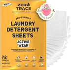 Zero Trace All Natural Laundry Detergent Sheets Eco Friendly - Laundry Soap - Active Wear Travel Laundry Detergent (72 Loads 36 Sheets)