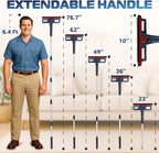 DSV Standard Window Squeegee with 2 Spray Triggers, Window Cleaning Kit with Extendable Pole 23’’- 76.7’’, Rubber Scraper and 3X Microfiber Clothes for 2 Story Houses, Shower, Glass, Mirror