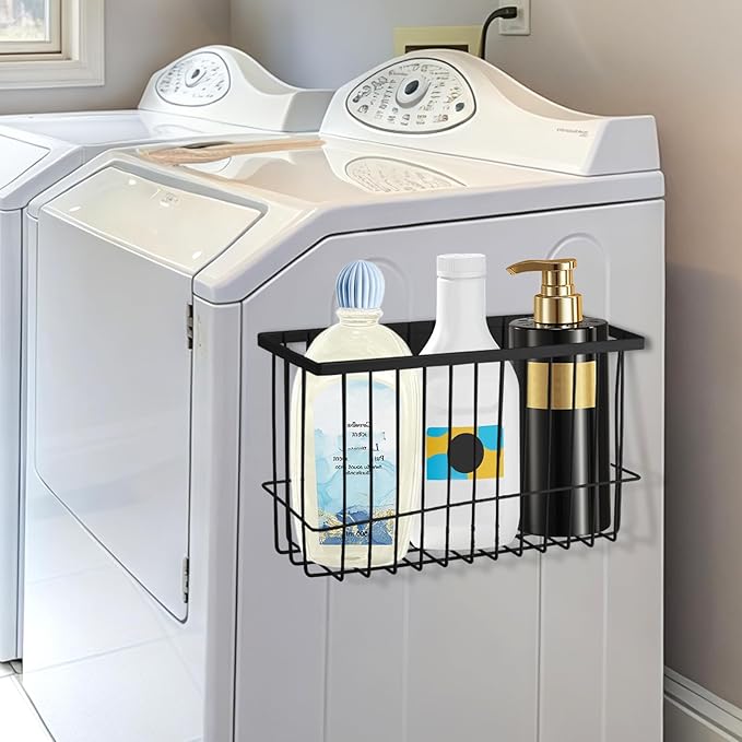 Magnetic Dryer Ball Holder for Laundry Room Dryer Ball Organization, Magnetic Lint Bin for Laundry Room Wool Dryer Ball Organizer, Iron Dryer Ball Container for Laundry Room Storage（Black）