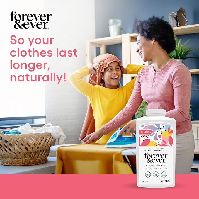 All Natural Laundry Detergent Powder, Gentle Clean Laundry Detergent, Enzyme Free, Plant Based, Biodegradable, Eco Friendly Washing Powder, High Efficiency Premium Wash, Soft Scented, 2.2lbs