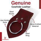 Armory Replicas - Genuine Rawhide Leather Universal Axe Frog - Medieval Hand Crafted O-Ring Funcitonal Outdoor Costume LARP Weapon Holder