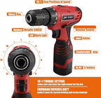 108 Piece Power Tool Combo Kits with 16.8V Cordless Drill, Household Tools Set with DIY Hand Tool Kits for Professional Garden Office Home Repair Maintain-Black/Red