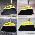 Gloffer Soft Bristles Broom for Indoor Sweeping, Household Cleaning Angle Broom with 55inch Long Handle for Home Office Hardwood Tile Floors Kitchen