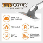 FurDozer Pet Hair Remover & Auto Detailing Tools - Cat & Dog Hair Remover for Carpets, Car Interiors, Couches, Bedding, & Pet Furniture (Gray, (3 Pack) - X6, X3 PRO, X3 MINI)