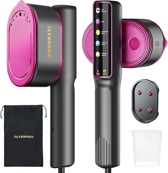 Travel Steamer for Clothes, 1200W Portable Steamer ＆ Iron 2 In 1, 13s Heat Up, LED Touch Display with 5 Modes, Large Ceramic Heat Panel, 110ml Tank, Garment Steamer for Home and Travel