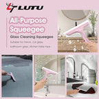 Shower Squeegee for Glass Doors, Bathroom Squeegee for Shower, Mini Window Squeegee, Home Bathroom Silicone Cleaner Tool, Suitable for Bathroom, Kitchen, Tile, Mirror, Car Glass, 8in Rose Pink