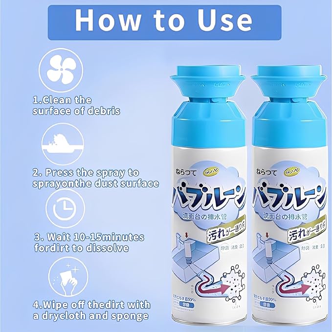 Foaming Drain Cleaner, Sink Cleaner and Deodorizer,Wild Tornado Drain Clog Remover for Kitchen Sinks, Shower Drains, Tubs (2pcs)