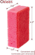Pink Multi Use Scrub Sponges. Made in Europe. 18 Pack, 4.3x2.8x1.4 inches. Odorless Heavy Duty & Non Scratch Fiber. Durable and Delicate Scrubber for Kitchen & Bathroom, Housekeeping & Outdoors
