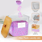 3 Pack Plastic Laundry Pods Container & Dryer Sheet Holder, Laundry Room Organization and Storage Jars with Lids, Scoops & Labels for Detergent, Powder, Scent Booster