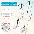 3 Pack Sand Sifter Tools - Beach Scoop for Beachcombing Shell Shark Tooth Sifter Collect Seashell Hunting Rocks Sifting, 32.6” Long Adjustable Telescoping Shovel with 4.1” Sieve Basket