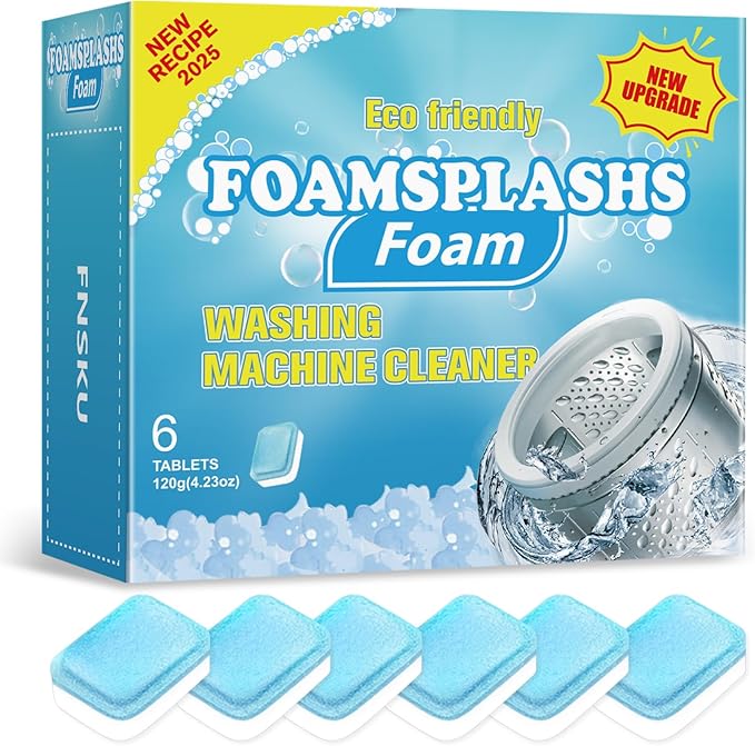 Washing Machine Cleaner, Washing Machine Cleaning Tablets, HE Front Load & Top Load Washers, Clean Inside Drum and Laundry Tub Seal, 6 Count (1, Blue) (1, Blue)
