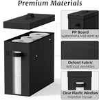 NAMTSO Bathroom Toilet Paper Storage with Lid - for Up to 12 Rolls | Storage Bins with Lids for Towel or Yarn | Free Standing | Foldable | Moisture Resistant | Clear Plastic Window | Black | 1 Pack