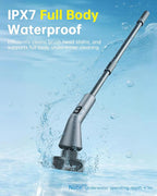 Electric Spin Scrubber, IPX7 Waterproof Dual Speed Cordless Cleaning Brush with 7 Brush Heads, Extendable Long Handle Shower Scrubber for Bathroom Shower Bathtub Glass Tub Tile Floor Car