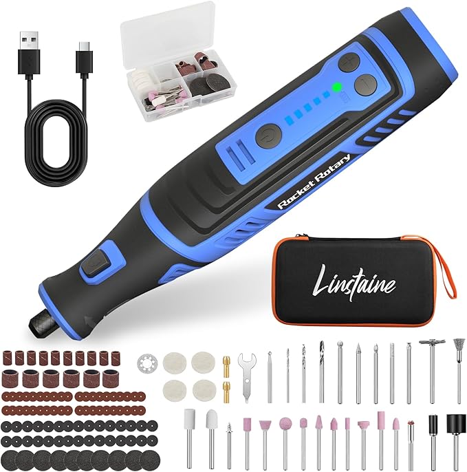 8V Cordless Rotary Tool Kit with 135pcs Accessories, 2.8Ah Battery Rechargeable Engraving Pen with LED Light, 5-Speed 30000RPM Power Rotary Tools for Drilling Grinding Sanding Polishing Cutting