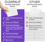 CLEARALIF Laundry Detergent Sheets, Lavender,Up to 480 Loads - Great For Travel,Apartments, Dorms,Laundry Detergent Strips Eco Friendly & Hypoallergenic (Pack of 3)