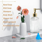 14Oz Gold Pump Glass Soap Dispenser, Clear Stripe Countertop Refillable Liquid Bottle Hand Dish Lotion Dispenser with Plastic Pump, for Kitchen, Bathroom