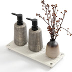 Instant Dry Sink Caddy Kitchen Sink Organizer, Quick Drying Stone Tray Diatomite Sponge Holder Soap Dish, Bathroom Countertop Fast Dry Water Absorbing Vanity Rack, Beige,12" x 5"