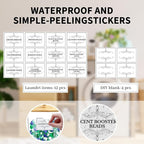 4PCS Laundry Pods Container, Clear Laundry Room Organization and Storage with Bamboo Lids, 3 Premium Scoops & Labels – Ideal for Scent Booster Beads, Dryer Balls, Sheets & Powder