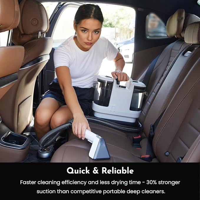 Cutewolf Portable Carpet & Upholstery Cleaner Machine, Handheld Spot Remover, 14Kpa Strong Suction Multi-purpose Deep Cleaner for Couch, Car, Stairs, Rugs, Pet Stains