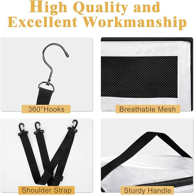 Suitcase Organizer, Carry On Closet Luggage Organizer Accessories - Foldable, Hangable Portable Hanging Travel Shelves With Shoulder Strap - Medium, White