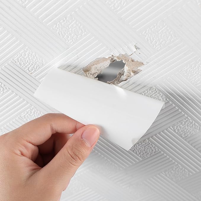 10 Pcs Bathtub Hole Patch Siding Wall Repair Kit Waterproof Patch Holes Blemishes Tools Self Adhesive White Tape for Cracked Pool Liner Roof Skylight and Vinyl Skirting(White)